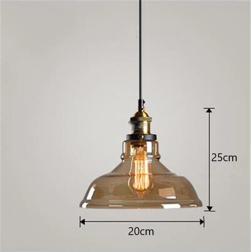 Nordic industrial glass chandelier in amber with adjustable 1.2m height