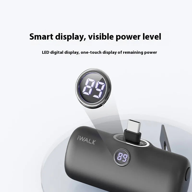 Capsule Power Bank 20W PD fast charging in black with built-in bracket