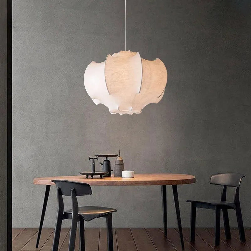 Designer silk chandelier with iron frame and artificial silk shade in silent wind style, three size options 40cm 50cm 60cm