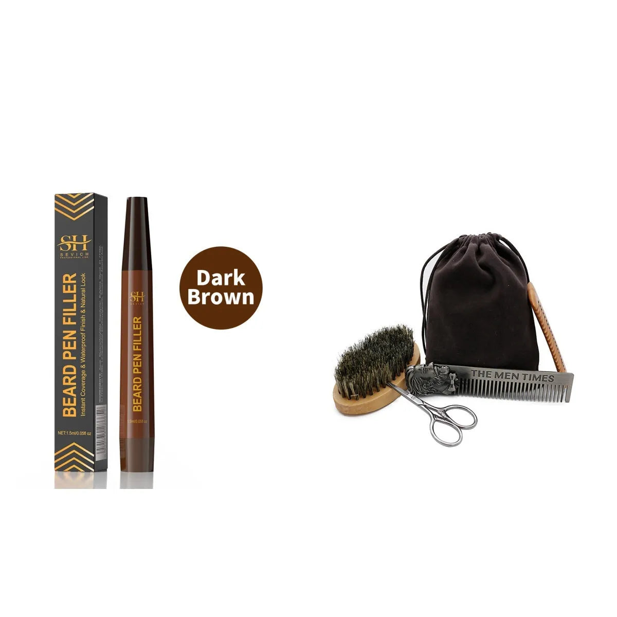 Men's sweatproof eyebrow pencil in black and dark brown for beard and hairline grooming