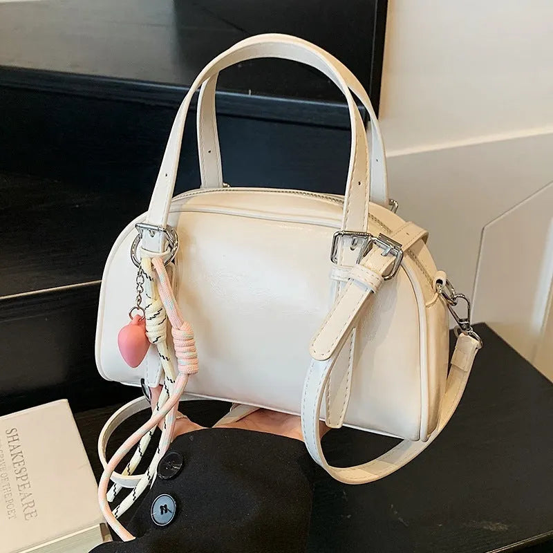 Soft PU women's small square shoulder bag with shell-shaped design in various colour options