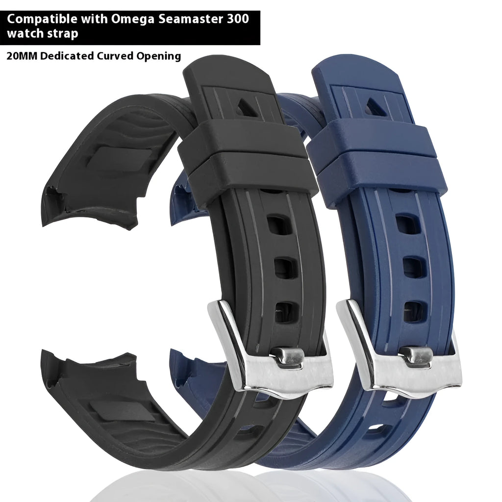 Original style Apple Watch replacement strap in multiple colours with silver buckle, shown in 20mm and 22mm sizes.