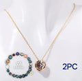 Natural stone beaded necklace and bracelet set with adjustable cords in gemstone materials