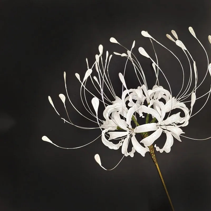 Bi'an creative flower hairpin with 8cm diameter flower and 20cm length clip in black colour