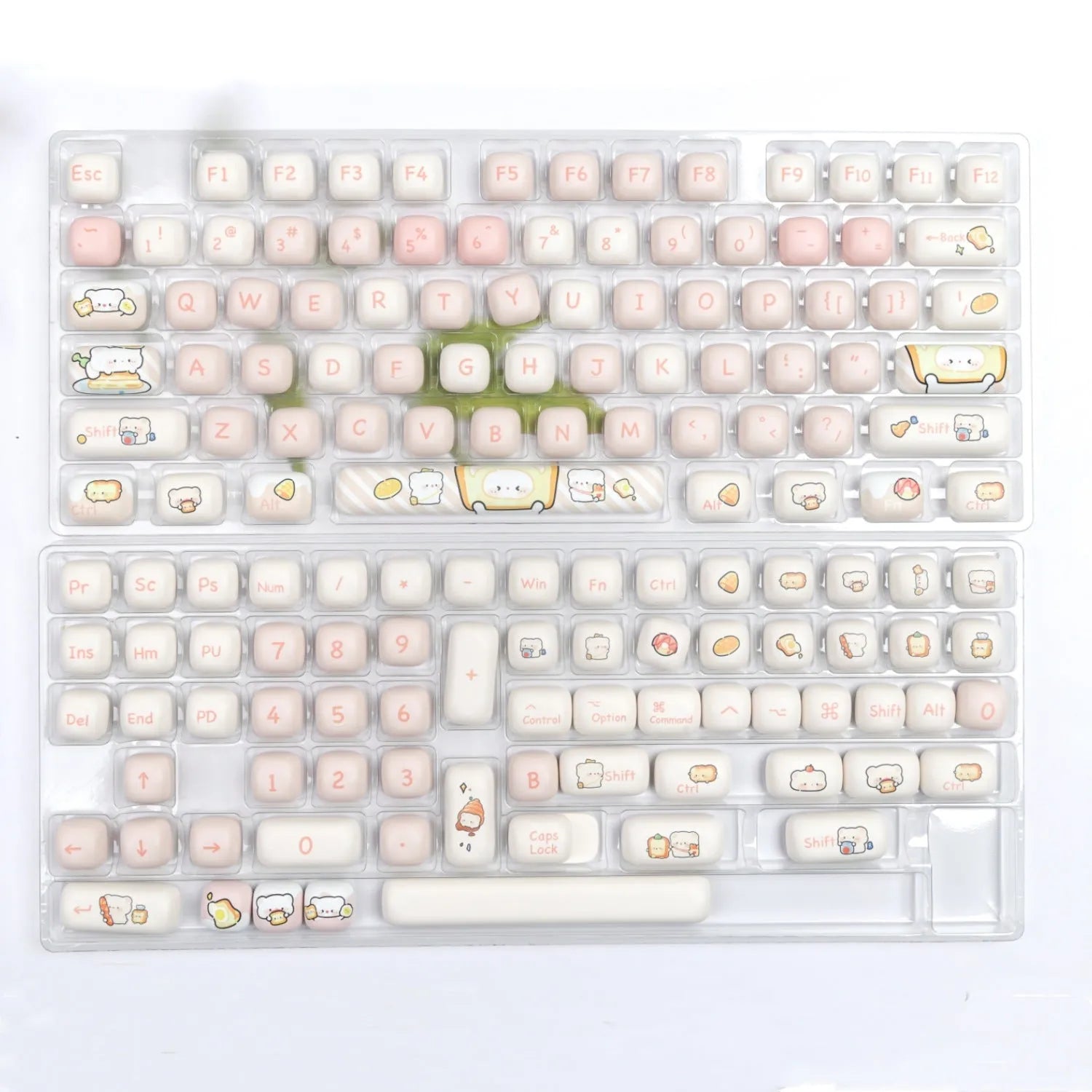 MOG Steamed Bread Bread Bear themed PBT keycap set with 143 keys for mechanical keyboards.