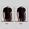 Men's solid colour slim fit polyester short sleeve sports t-shirt in black, front view