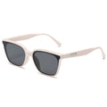 Small frame women's retro sunglasses with black frame and black and gray lenses