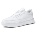 Women's leather lace-up flat casual shoes in white, silver or gold colour options
