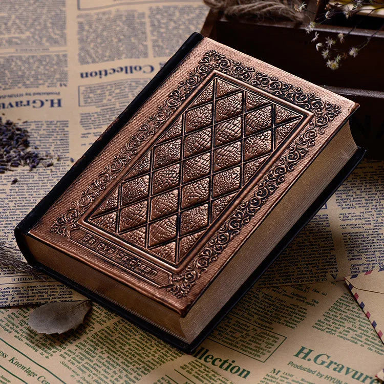 Embossed faux leather notepad with textured three-dimensional cover in bronze colour