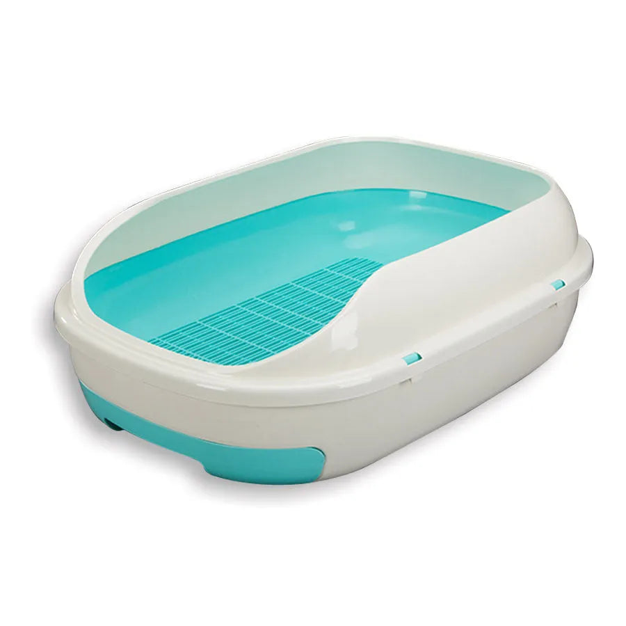 Semi-closed double layer cat litter box with grid drawer, large 51x40.5x20.5cm, gray colour