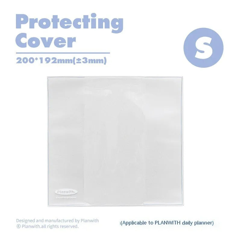Embossed simple visual daily meter book notebook open, showing white 100g paper, available in blue, grey, purple, white, and protective cover colours.