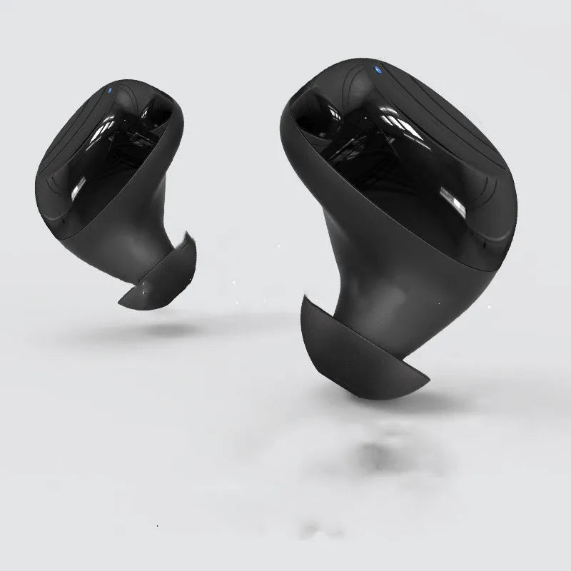 Black plastic Bluetooth 5.0 in-ear earphone with IPX5 waterproof rating and 15-metre range