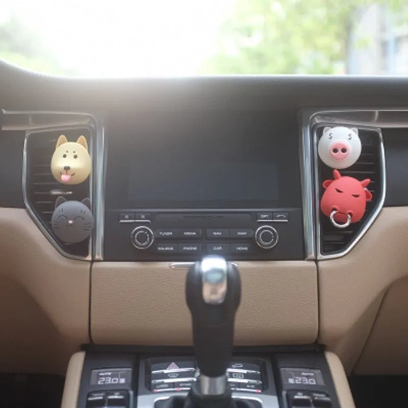 Cute cartoon car perfume holder in Lucky Meow style made from ABS plastic with magnet for car vent