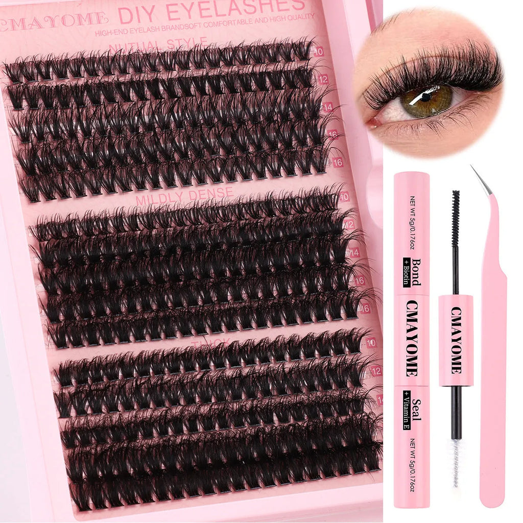 DIY false eyelashes extension suit showing single segment clusters in chemical fibre material