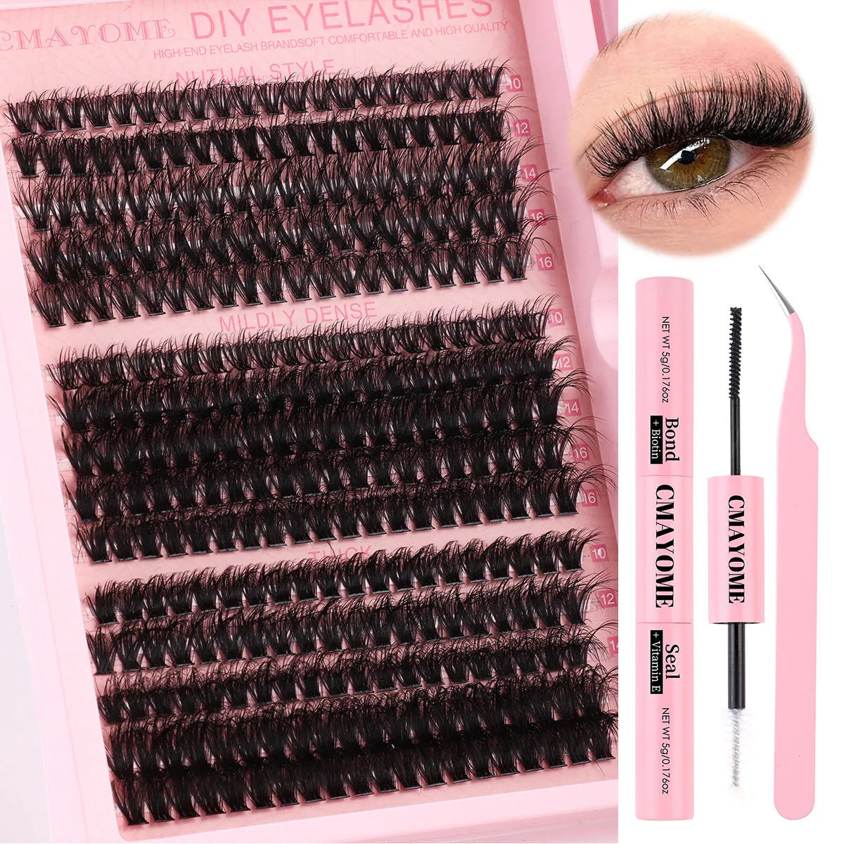 DIY false eyelashes extension suit showing single segment clusters in chemical fibre material