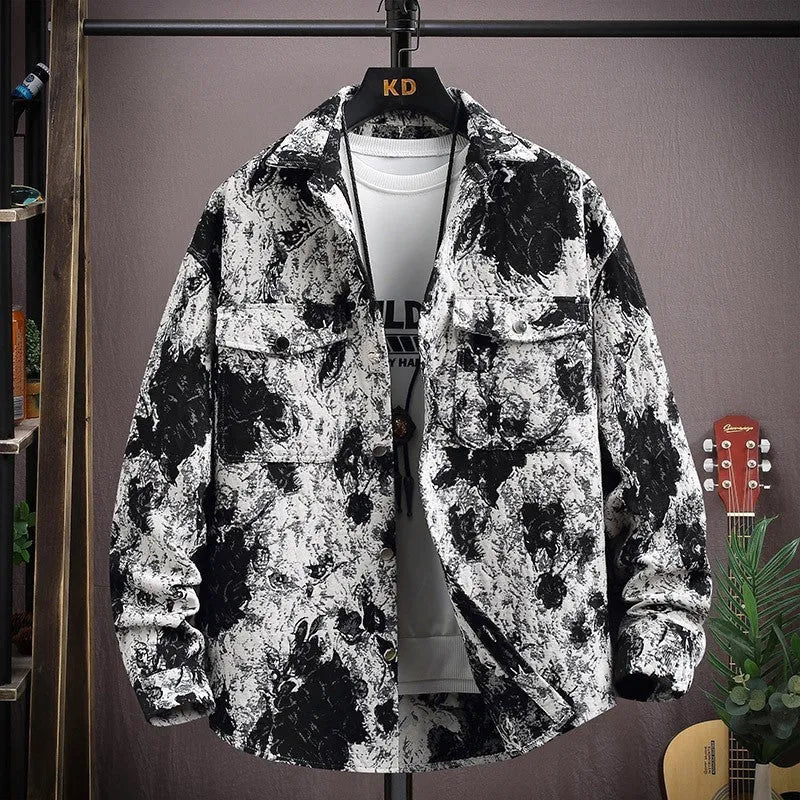 Personality casual lapel shirt coat, long sleeve straight hem, available in multiple colours for spring autumn