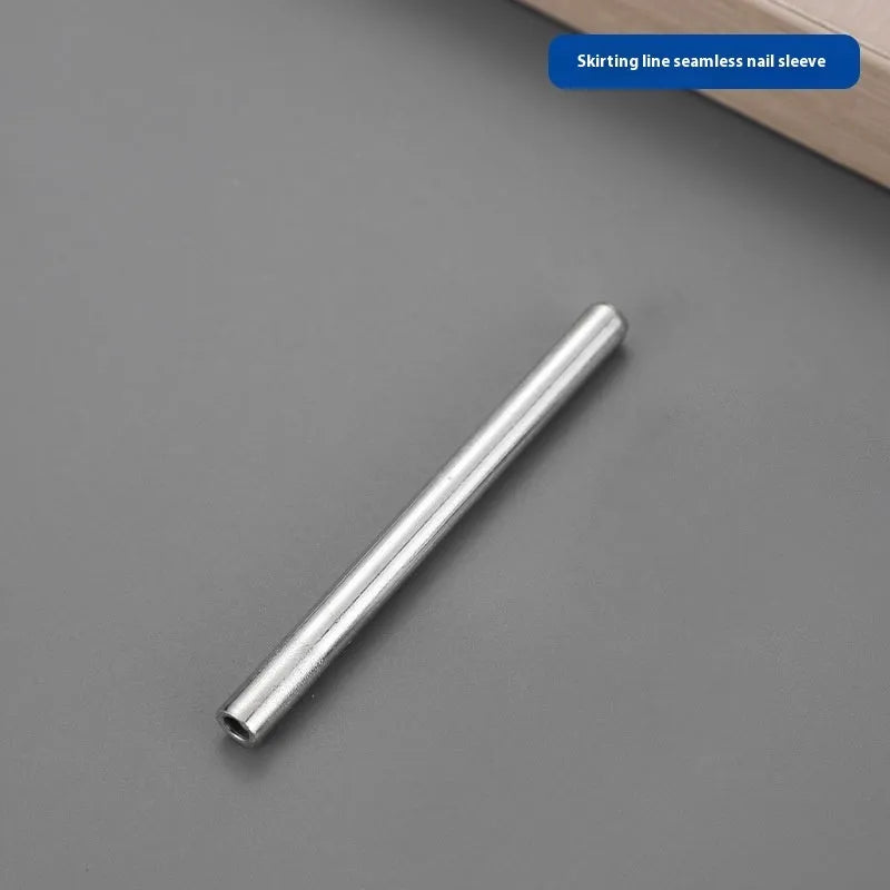 Double-headed galvanised nail with sleeve for skirting board screwless fixing