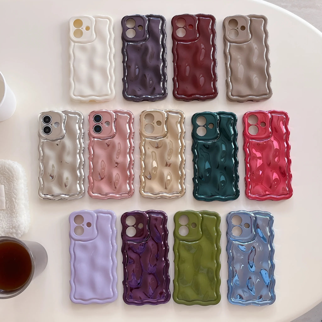Water ripple TPU phone case for iPhone 17 Pro Max with electroplated meteorite finish and three-dimensional wave pattern