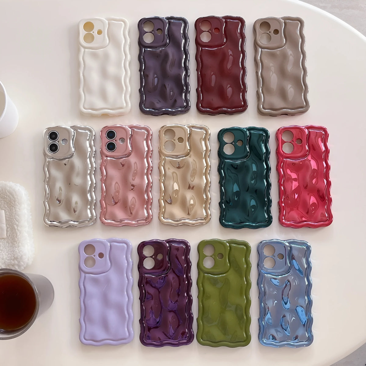Water ripple TPU phone case for iPhone 17 Pro Max with electroplated meteorite finish and three-dimensional wave pattern