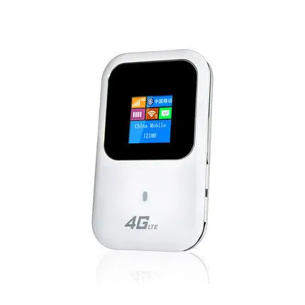 Portable 4G LTE WiFi router with black casing, built-in antenna, and 2400mAh rechargeable battery