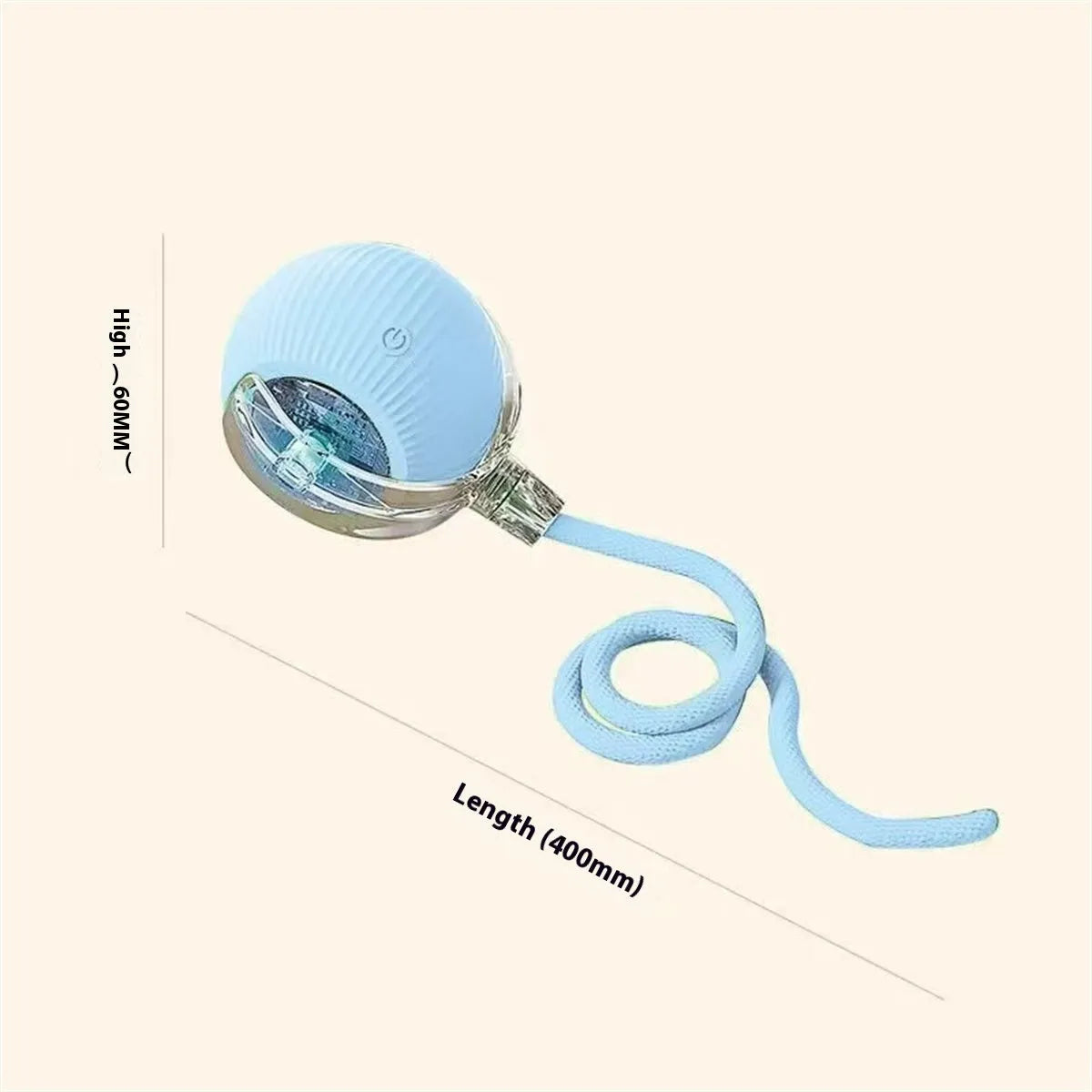 Electric cat toy automatic rolling ball with bird sound in blue with rope
