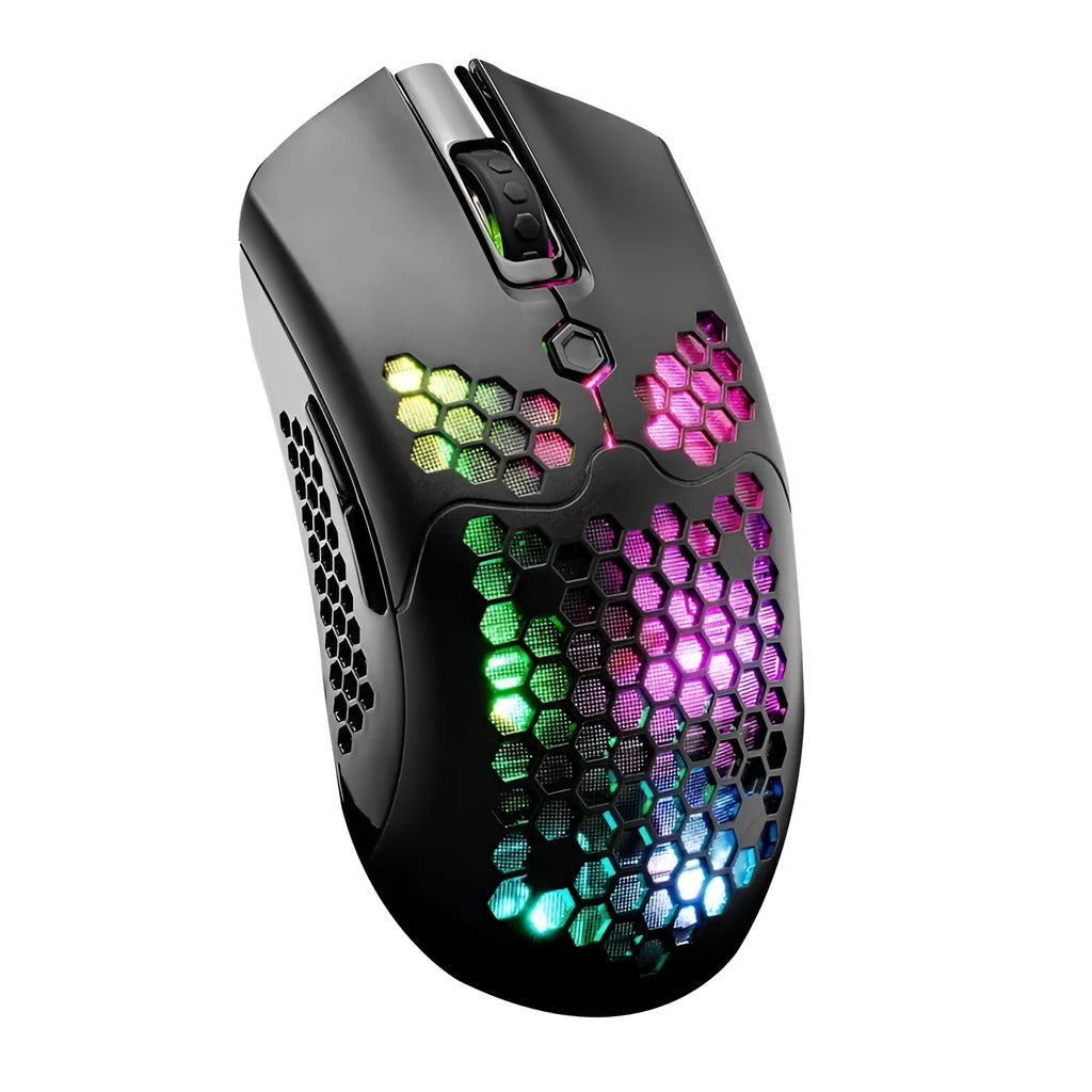 Free Wolf X2 wireless RGB gaming mouse in black with dual-mode connectivity