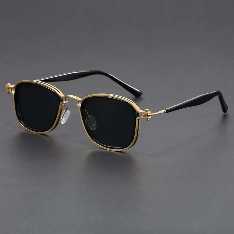 Retro-style square frame sunglasses with metal and plastic construction in a two-tone colour option.