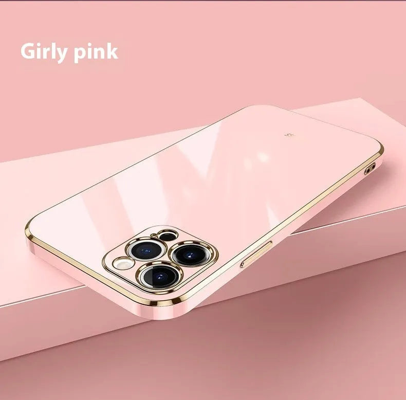 Simple 6D straight edge electroplated shockproof case for Apple iPhone 15 and iPhone 16 in mint green colour.