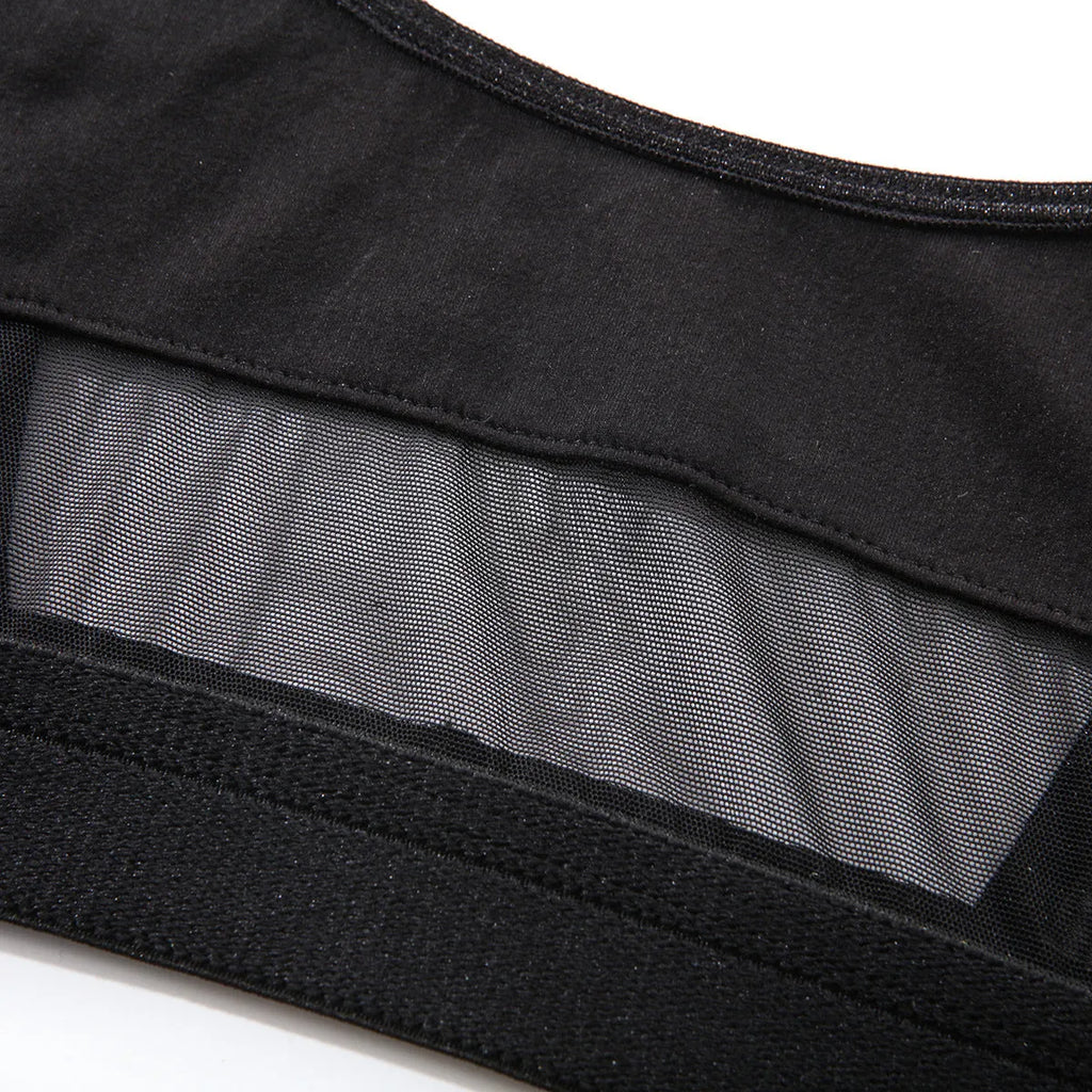 Women's black bra and pants underwear set with full cup coverage and fixed double shoulder straps