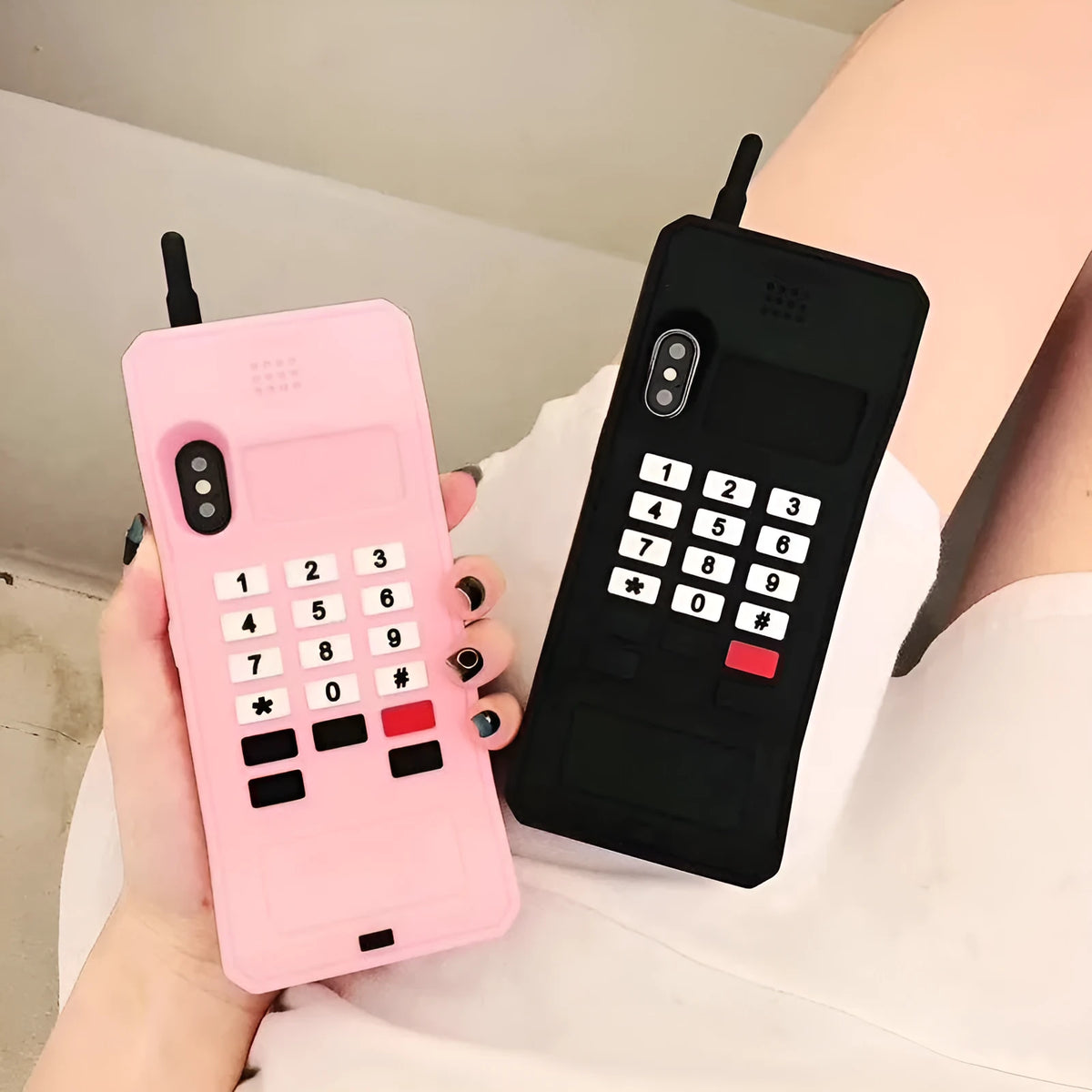 Silicone soft shell phone case for iPhone in black with diagonal line detail