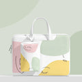 Girls laptop bag in blue PU leather with carrying handle for 15.6 inch waterproof shockproof notebooks