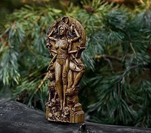 Synthetic resin Greek goddess statue on a base, 22cm tall, shown in one of three available colour finishes.