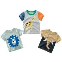 Boy's green lion print cotton T-shirt on hanger, sizes 90cm to 140cm