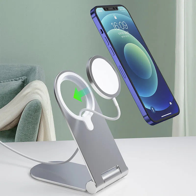 Silver vertical adjustable magnetic phone bracket for iPhone 12 series car mounting