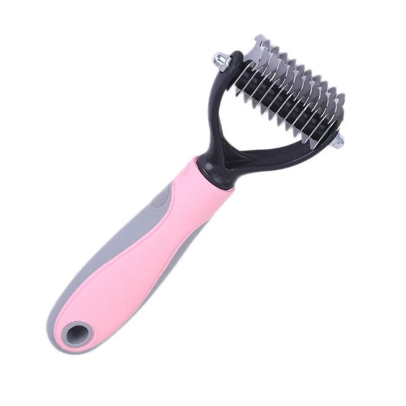 Effective Removing Knots Pet Knot Comb in blue with 17 stainless steel teeth, plastic handle, on white background