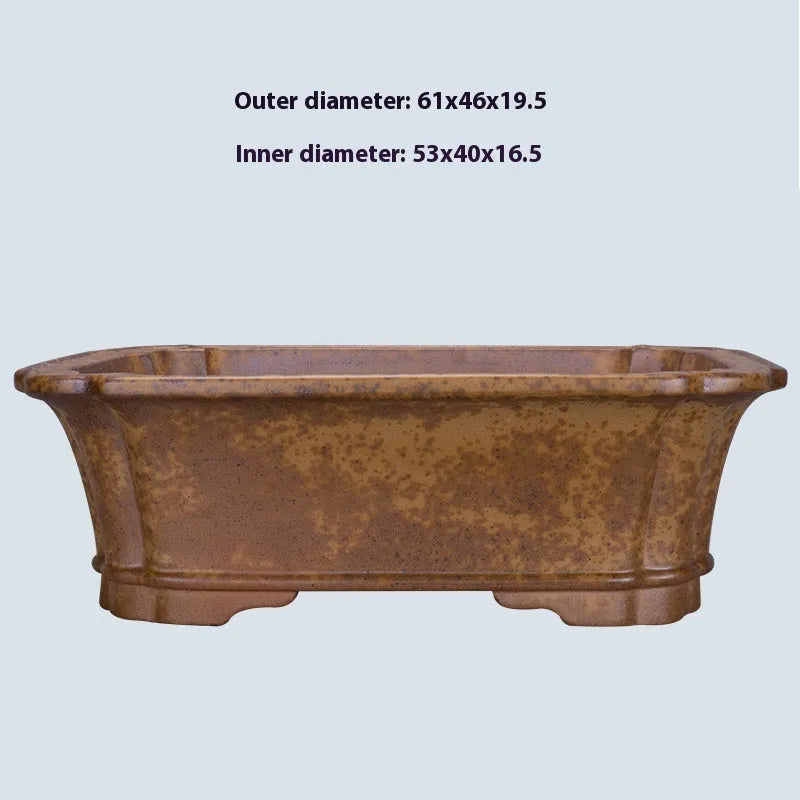 Purple sand rectangular segment mud flowerpot with hand-changed double pumping angles