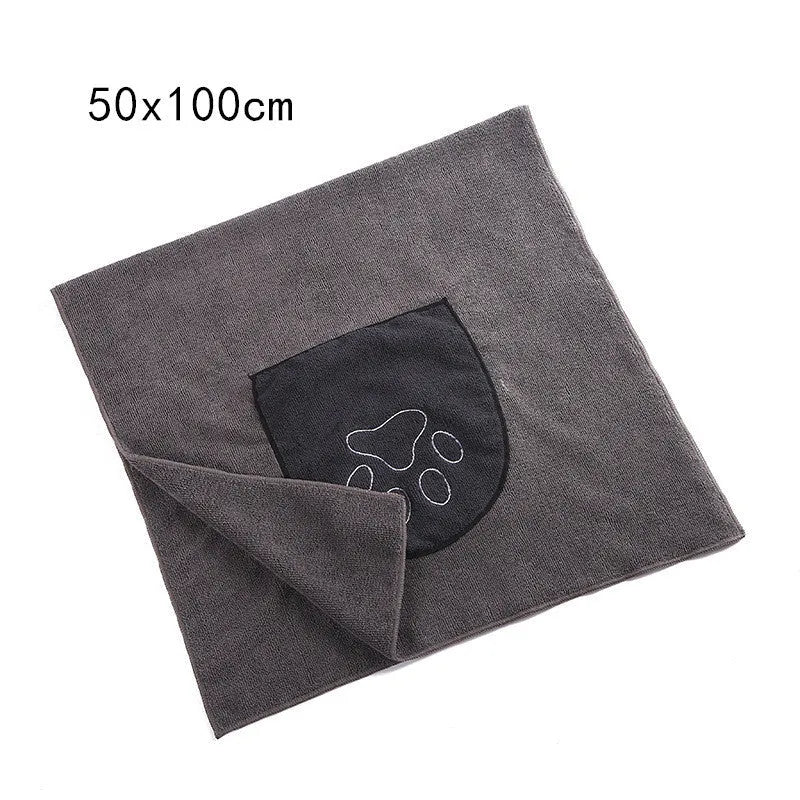 Blue cotton pet absorbent towel 86x49cm laid flat on a surface for drying pets