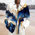 Men's long sleeve cardigan shirt in a multi-colour pattern, made from elastic polyester fabric.