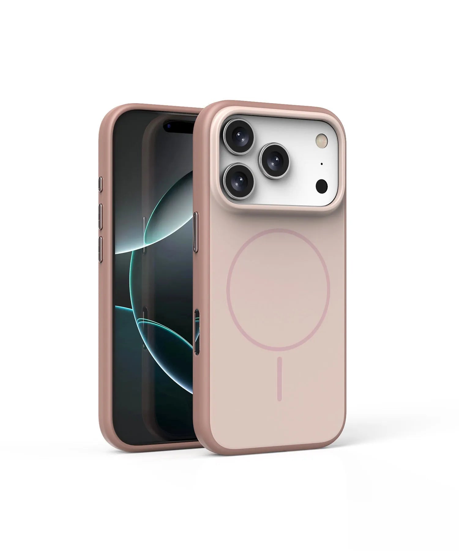 Frosted blue magnetic phone case for iPhone with a prominent AI camera button on the side.