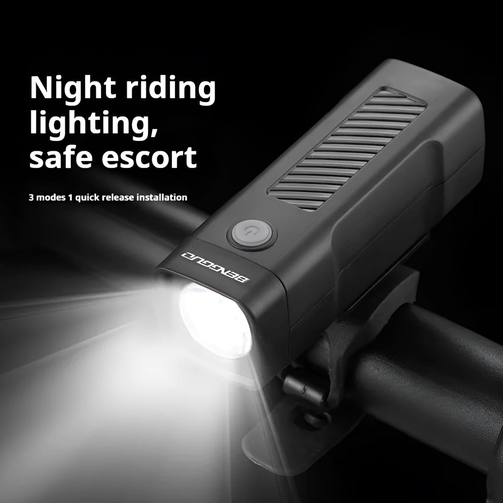 USB rechargeable bicycle headlight with quick release strap bracket