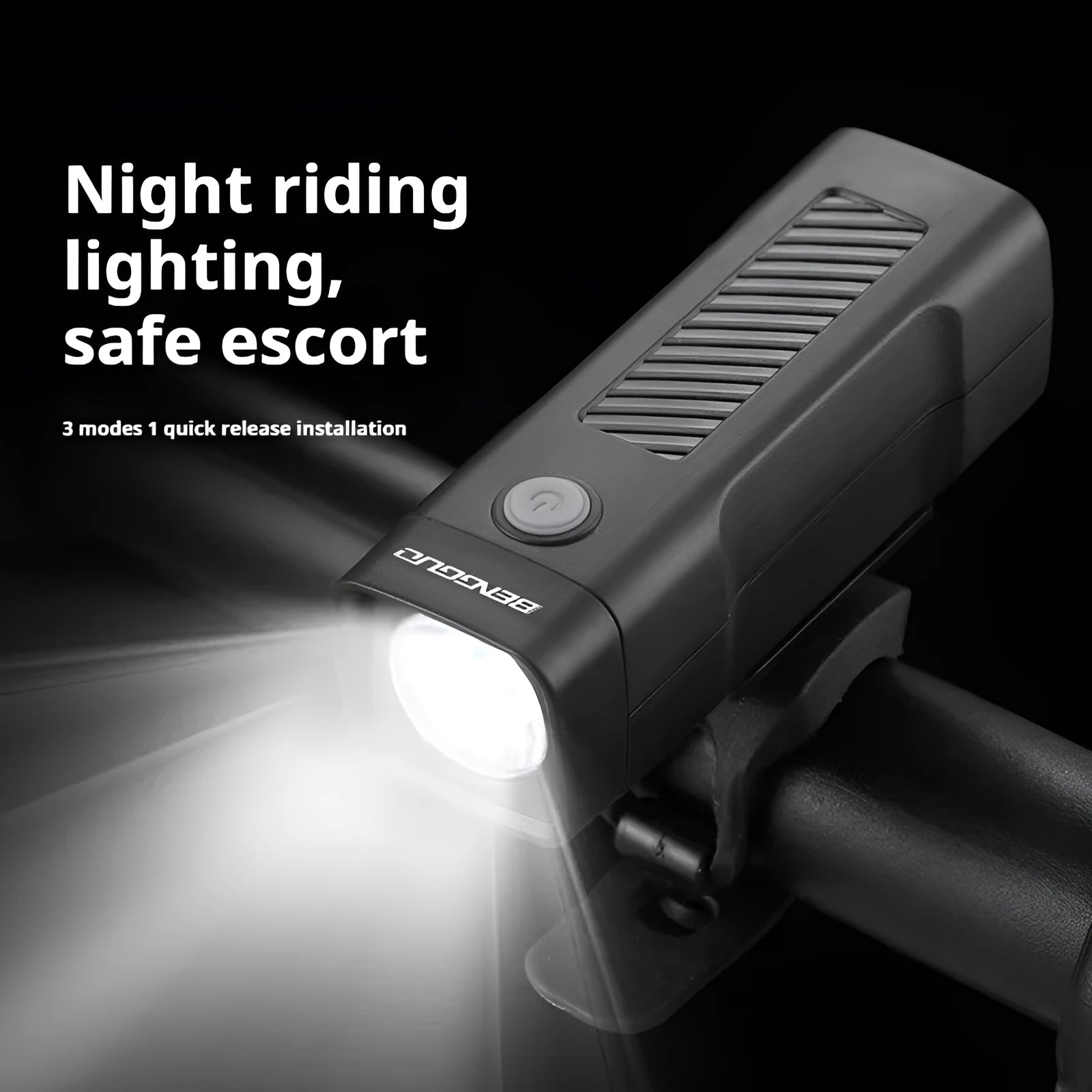 USB rechargeable bicycle headlight with quick release strap bracket