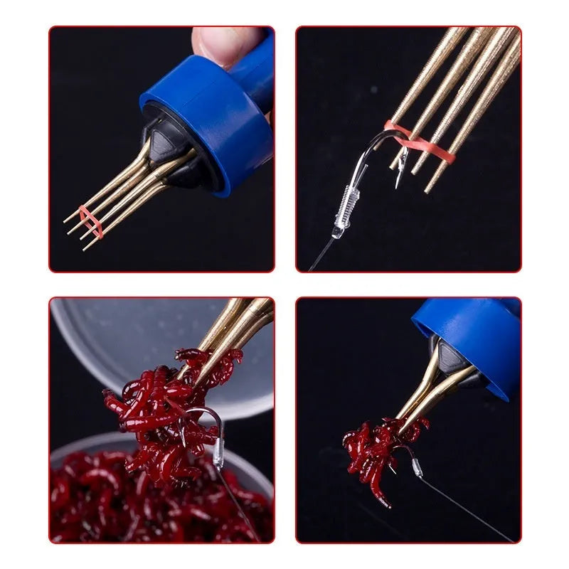 Bloodworm clip multifunctional live bait fishing supply in blue colour with ABS body and rubber bands
