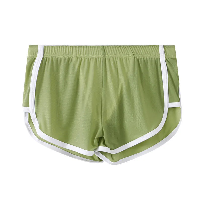 Men's low-waist ice silk boxers with mesh panels in multiple colour options