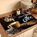 Square PVC kitchen draining pad with K Coffee Time letter design, 40x50cm size