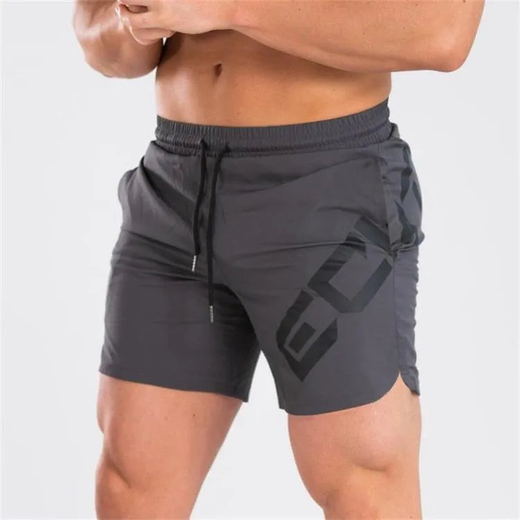 Men's elastic thin quick-dry nylon training shorts in black, available in sizes M to XXL