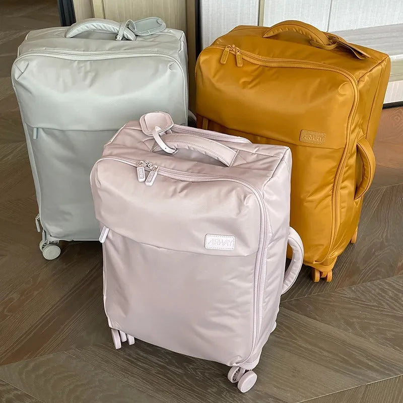 20-inch waterproof Oxford cloth luggage suitcase with universal wheels in bluestone green colour