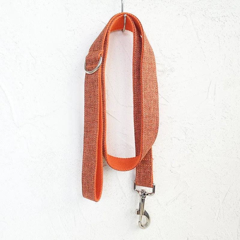 Double-layer thick polyester pet leash with adjustable dog collar and metal buckle