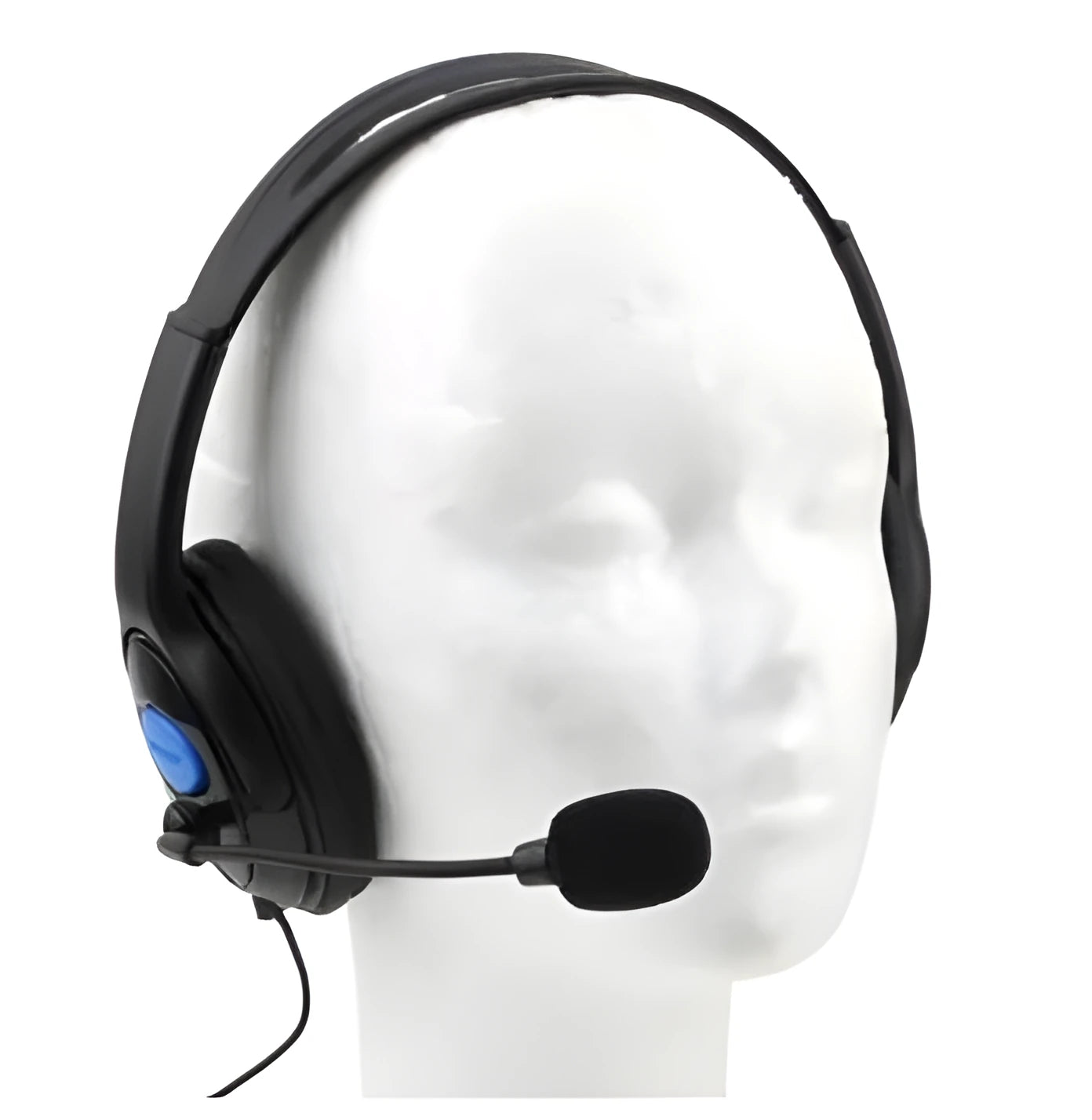 Black PS4 wired gaming headset with over-ear design showing 3.5mm audio cable connection