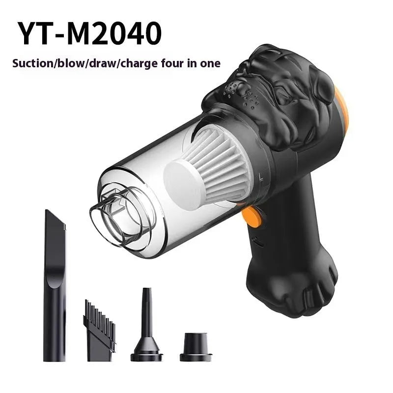 Car vacuum cleaner with wireless charging and dual suction and blowing function for vehicle interior cleaning