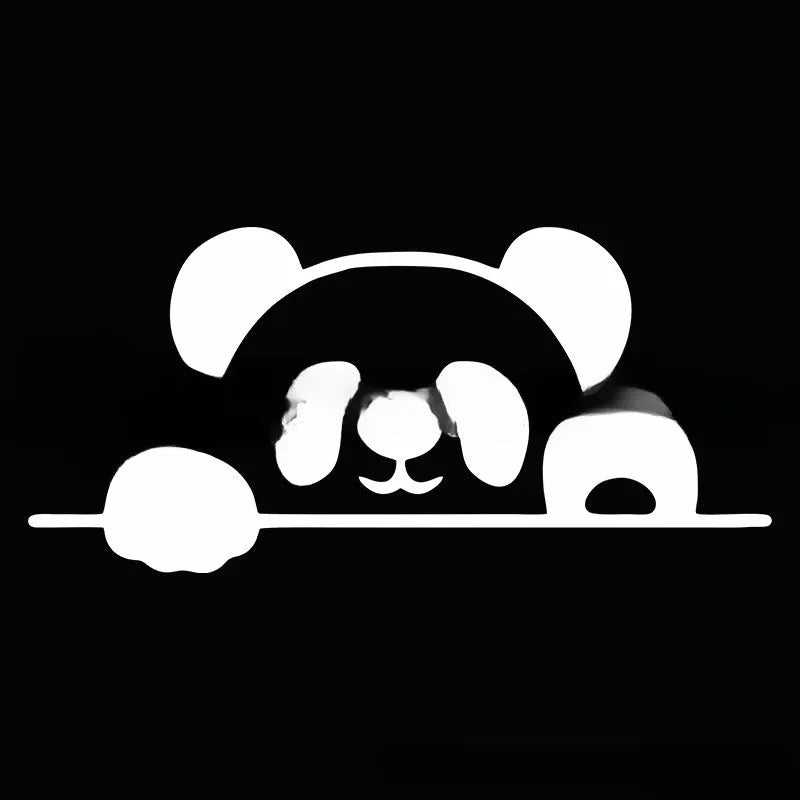 Peeking panda design automotive vinyl sticker for car decoration in black, white or laser colour finishes